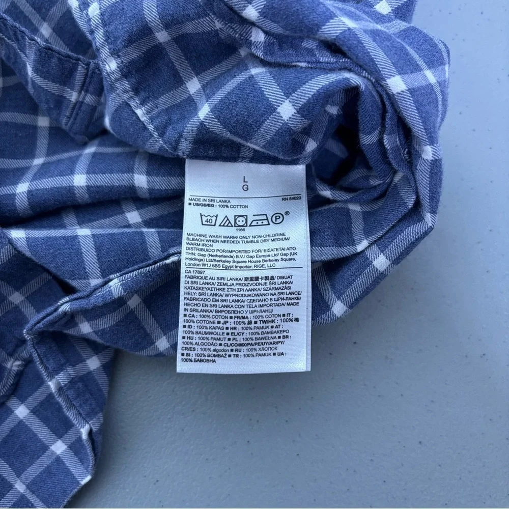 Banana Republic Tailored Slim Fit Men's Large Flannel Plaid Blue Long Sleeve
